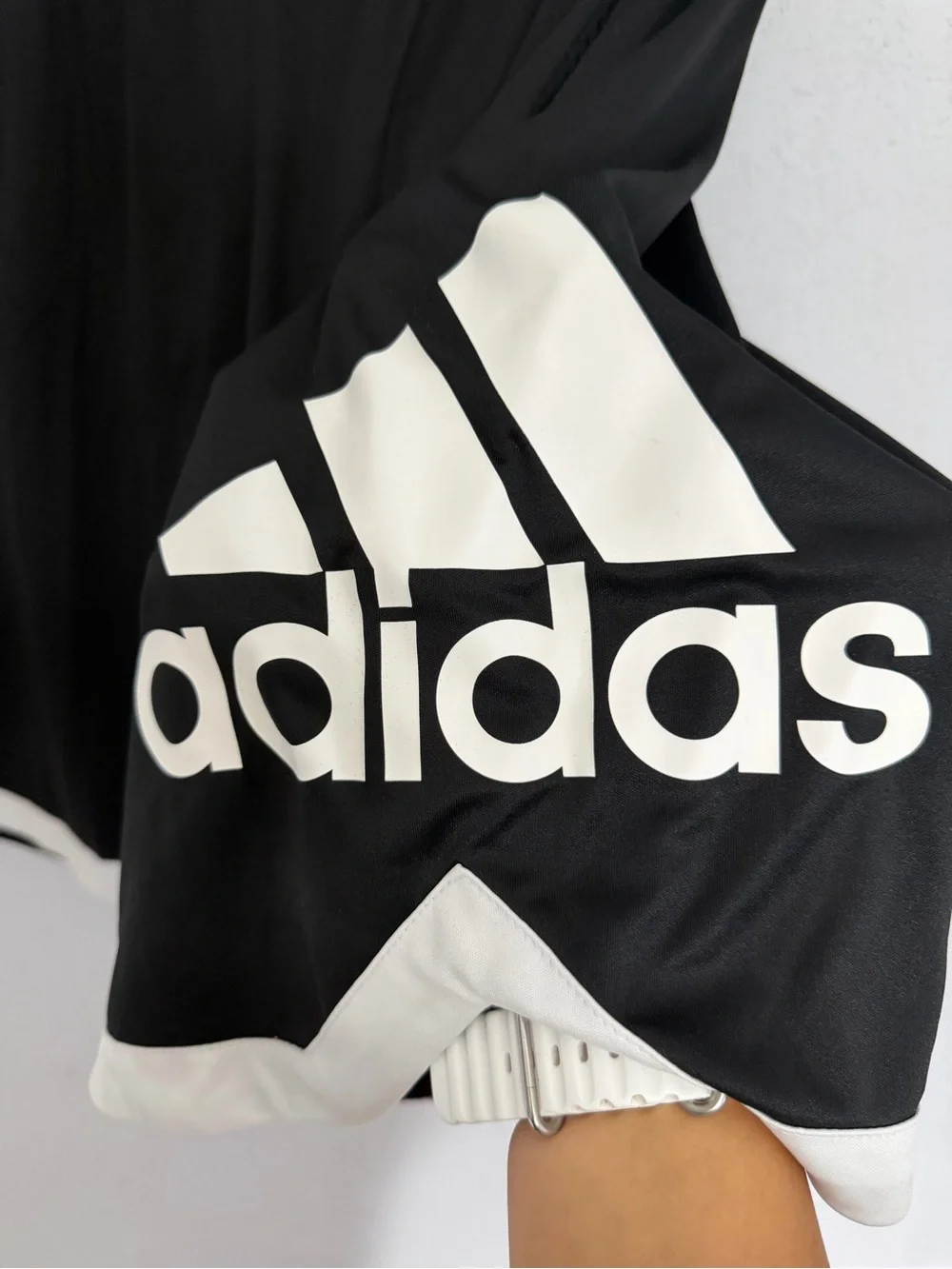 Men’s Adidas Black Athletic Shorts with White Trim and Logo Size Large